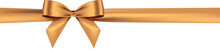 Realistic, Shiny Golden Bow And Ribbon On Transparent Background.