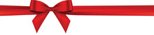 Realistic, Shiny Red Bow And Ribbon On Transparent Background.