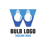 Fototapeta Panele - Letter W Bulb Logo Design Template Inspiration, Vector Illustration.
