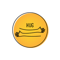 Wall Mural - Hands hug line icon illustration