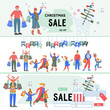 © Anastasia - Christmas sale and discount advertising materials, posters or flyers mockups bundle for web and print, flat cartoon vector illustration. Promo Christmas and New Year sale banners set.