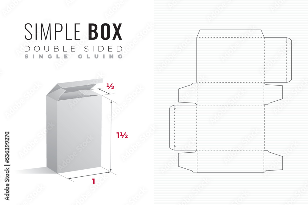 Simple Packaging Box Die Cut Double Sided Half Length One and a Half ...