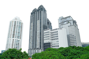 skyscrapers in downtown city. city building landscape, some people said many high building is like city landmark of jakarta amazing for design or brochure or company profile. High building transparent
