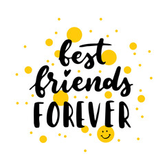happy friendship day cute hand lettering. best friends forever. greeting card typography template. m