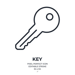 Wall Mural - key editable stroke outline icon isolated on white background flat vector illustration. pixel perfec