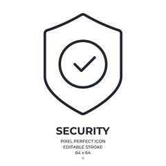 Wall Mural - protection, safety and insurance concept editable stroke outline icon isolated on white background f