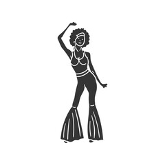 Sticker - Retro Dance Icon Silhouette Illustration. Woman Vector Graphic Pictogram Symbol Clip Art. Doodle Sketch Black Sign.