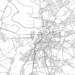 Area map of Antwerpen Belgium with white background and black roads