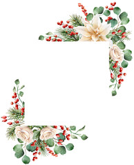 Christmas watercolor frame clipart