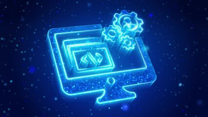 Software Development Digital Technology Virtual Screen HUD Hologram Hi Tech Loop concept. software development coding process. Programming, internet of things IoTcoding, application