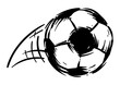 Fast soccer ball with speed lines in hand drawn style, Vector illustration