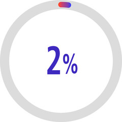 Sticker - circle percentage diagrams, Pie Charts icon Showing 2%