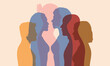 © Hope - Multiethnic flat cartoon drawing. Collaborate, Coworkers, Harmony, and Organisation. Creating a community of coworkers. Concept of mutual agreement or pact.