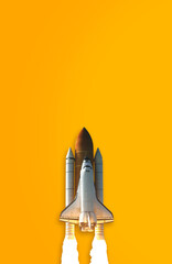 Wall Mural - space shuttle isolated on yellow background. elements of this image furnished by nasa.