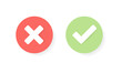 Approve and Reject line icon in red and green color. Cross and Check mark illustration. x icon, accept, decline or agree symbol. Trendy flat for app,design, infographic, web, ui, ux. Vector EPS 10