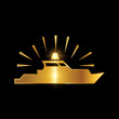 Golden Police Boat icon Vector Sign