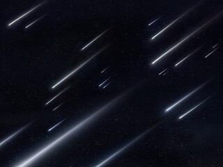 Wall Mural - star rain in the night sky, meteor shower. stream of glowing meteorites in the atmosphere. falling s