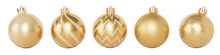 Set Of Golden Baubles For Christmas Or New Year Holidays Design, 3d Render