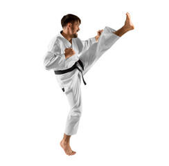 Wall Mural - Karate master. Isolated background