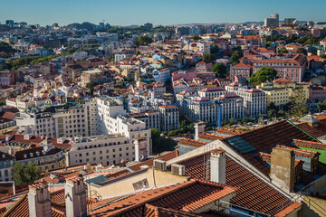 Wall Mural - Aerial view from St George Castle viewing point in Lisbon, Portugal