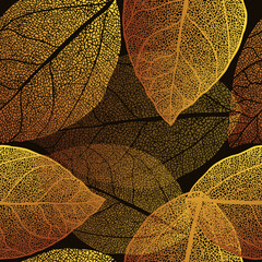 Wall Mural - Autumn leaves background. Seamless pattern. Vector illustration. Fall foliage background