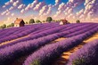 Beautiful realistic digital artwork of a lavender field in the countryside