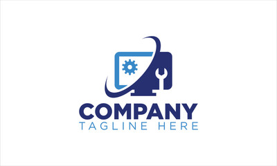 Computer repair modern vector logo icon template design