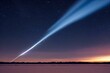 Beautiful view of a comet flying over a snowy field.