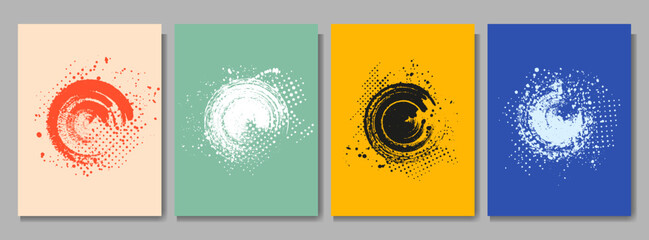 Canvas Print - Vector illustration. Vintage style background. Ink brush stroke posters. Paint splash effect. Abstract art frames collection. Design elements for poster, cover, magazine, headline, layout, brochure