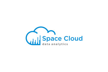 Wall Mural - Cloud data logo with line storage modern technology internet speed access database
