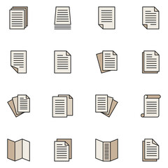 Poster - Paper Filled Line Icon Set Vector