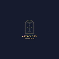 Wall Mural - astrology logo design template. geometric logo design with celestial line art. vector illustration.
