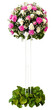 bouquet of rose,carnation,margarite and steel pillar for decorative in wedding isolated on white background,equipment material for event decoration,flower colorful pink,white