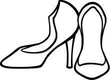Shoes Fashion Shopping Line Art Vector Illustration