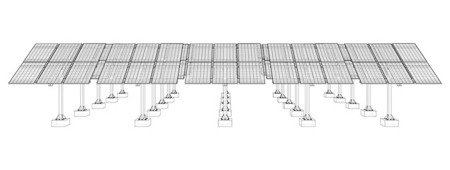 Wall Mural - Solar Panel Field. Vector