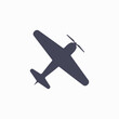 © Ivan Burchak - Private light propeller aircraft silhouette. Aircraft top view icon. Flat vector illustration isolated on white background.