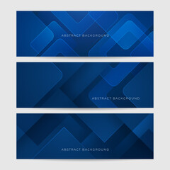 Minimal geometric blue banner background abstract design. Vector abstract graphic design banner pattern background template.