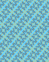 Diagonal Floral Borders Pattern Of Modest Yellow Brown Flowers On A Light Blue Background