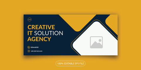 Creative it technology solution business agency company facebook linkdin social media cover web banner design template 