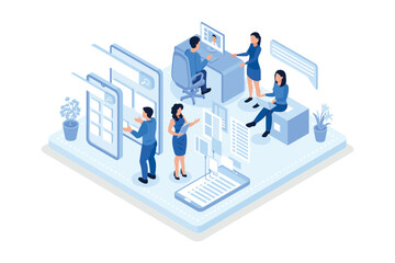 Wall Mural - development team at work concept. can use for web banner, infographics, hero images, isometric vecto