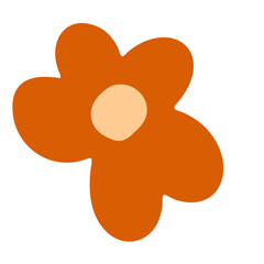 Canvas Print - Simple and cute orange flower in childish hand drawn illustration style for design element