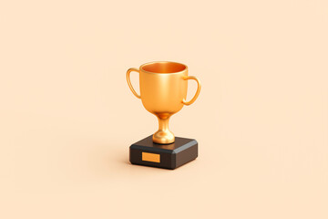 gold trophy best champion award on success prize winner 3d background with golden reward victory com