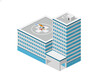 3D illustration of a hotel building helipad
