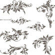 vintage design lace borders monogram logo and corners Vector set art deco floral ornaments elements
