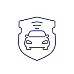 Poster - car alarm line icon with a shield