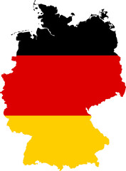 Germany Map Flag. German Border Boundary Country Shape Nation National Outline Atlas Flag Sign Symbol Banner. Deutschland Transparent PNG Flattened JPG Flat JPEG