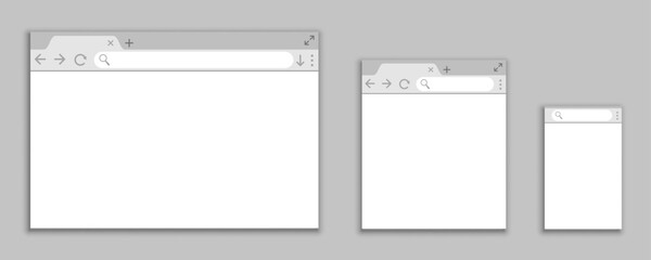 Aufkleber - Simple browser window in a flat style, design a simple blank web page, search in internet, template browser window on computer, tablet and mobile phone – for stock