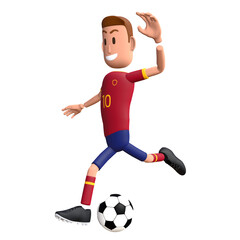 Wall Mural - Football player free kick. Soccer player 3d character.