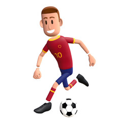 Wall Mural - Football player dribbling the ball. Soccer player 3d character.