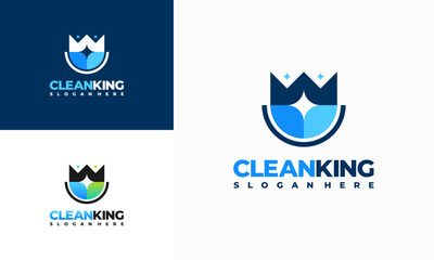 Wall Mural - cleaning king logo designs concept vector, cleaning service and maintenance logo designs symbol icon